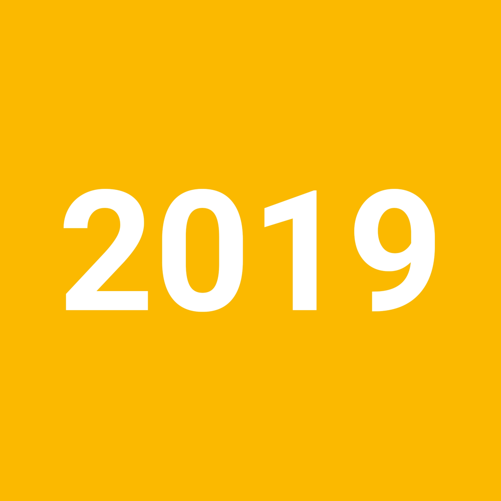 2019 on a yellow background